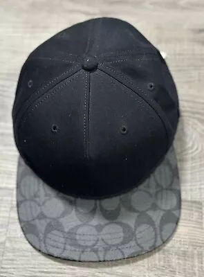 COACH MEN'S Signature Flat Brim Hat Black C Logo One Size • $29.99