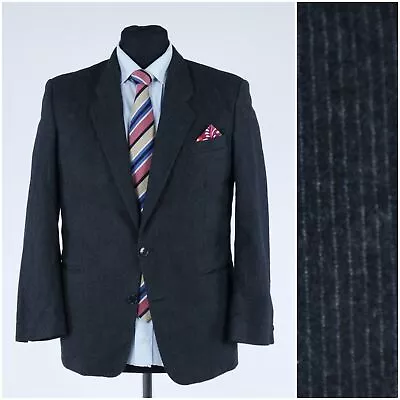 Mens Vintage Sport Coat 40S US Size Pure Wool Blazer Dark Grey Jacket • $44.99