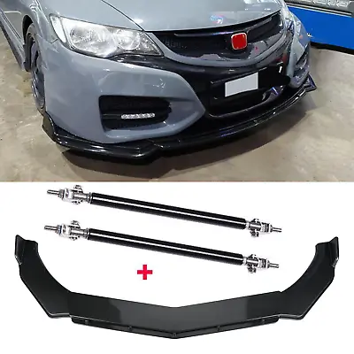 For Honda Civic Type R Carbon Fiber Front Bumper Lip Splitter Spoiler+Strut Rods • $79.99