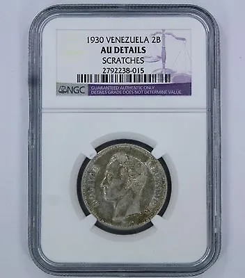 1930 Venezuela 2 Bolivares Coin - Au Details - Ngc • $40