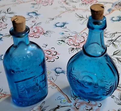 $10 • Buy WHEATON Vtg Blue Glass Bitters Bottles - Jenny Lind & Frank's Kidney Cure, 1971