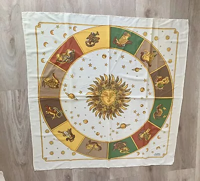 Vintage Gianni Versace Classic Silk Scarf 34” X 34” Cream Gold Sun • $169.99