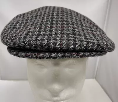 Brooks Brothers Houndstooth Newsboy Hat Flat Cap Gray Size L Wool Made In Italy • $32.95