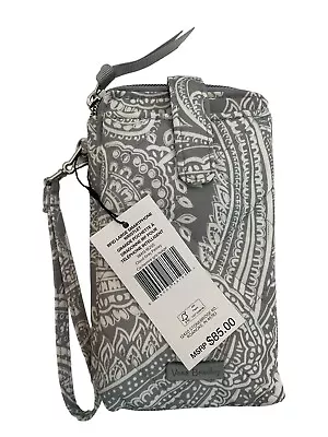 NWT Vera Bradley RFID Large Smartphone Wristlet Cloud Gray Paisley SRP $85 • $45