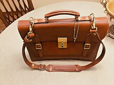 Vintage Double Strap Military Style Leather Briefcase / Messenger Bag  - ENGLAND • $499