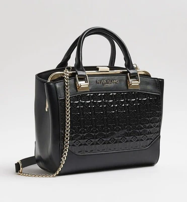 £42.99 • Buy RIVER ISLAND RI MONOGRAM  TOTE HANDBAG BAG  Black New WITH TAGS