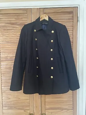 ZARA Wool Blend Navy Military Style Gold Button Short Coat Women’s Size M • $25.27