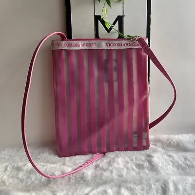 Victoria’s Secret  Clear Pink Strip Vinyl  Shoulder Bag • $25