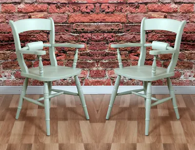 £278 • Buy Set Of 2 Painted Barback Carver Chairs- F&B French Grey- Choice Of Colours