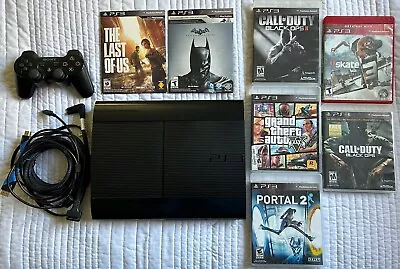 Sony PlayStation 3 PS3 Super Slim 250GB All Cords Controller Tested ✅ 7 Games • $144.50
