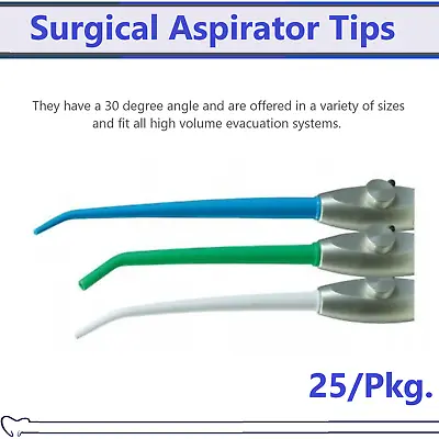 Dental Surgical Aspirator Tips Dental Aspirating Suction Tips (Pick Size) 25/Pk • $7.97