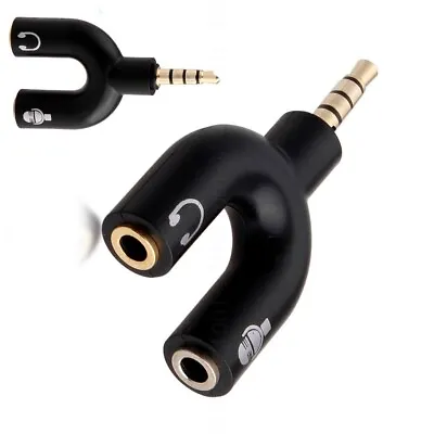 3.5mm Stereo Splitter Audio To Mic Headset Jack Plug Y Adapter-New • £3.49