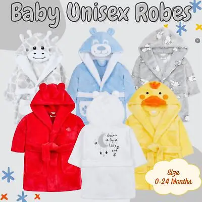 Baby Boy Girl Babies Dressing Gown Robe Plush Fleece Velvet Soft Cosy Warm Gift • £11.99