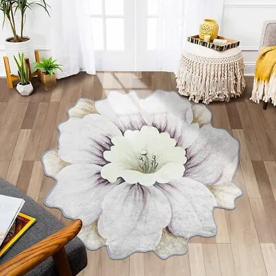 Modern Irregular Flower Carpets Round Carpet Bedside Art Floor Mats Area Rugs • $44.86