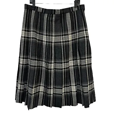 VTG Edinburgh Scotland Plaid Pleated Women Skirt Pure New Wool Kilt UK 18 US 16 • $25.99