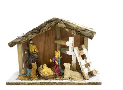 Traditional Nativity Scene - Xmas Ornament Stable Set Baby Jesus Festive Display • £14.99