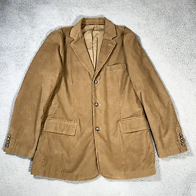 J Crew Corduroy Jacket Mens XL Brown Camel 100% Cotton Preppy Blazer Sport Coat • $35.69