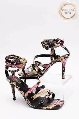 RRP€190 VERSACE JEANS COUTURE Strappy Sandals US6 UK3 EU36 Heel Floral Pattern • $0.44