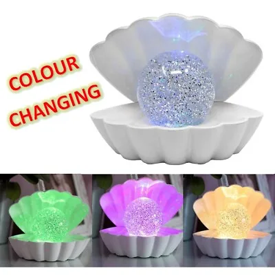 Clam Sea Shell LED Colour Changing Lamp Bedside Night Mood USB Light Xmas Gift • £17.95