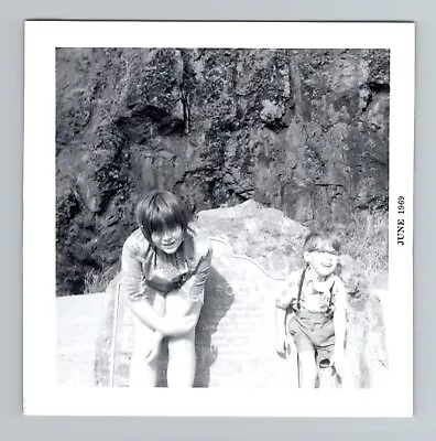 Vintage 60s Photo - Kids At Rock Monument - B&W Snapshot • $3.45