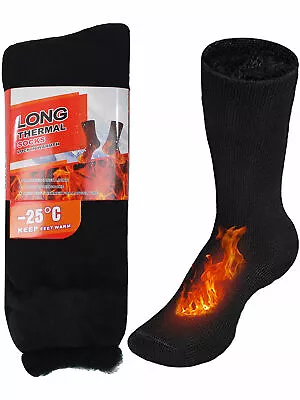 Black Extra Long 2 Pack Thermal Winter Mens Socks • $18.99