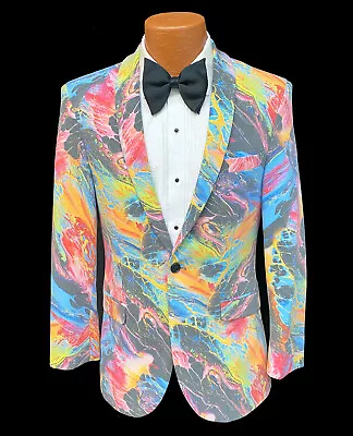 Men's Mark Of Distinction Bright Multicolor Tuxedo Jacket Slim Fit 42L • $99.95