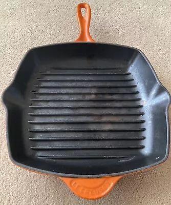 Le Creuset Volcanic Orange 26cm Cast Iron Enamelled Griddle Skillet Grill Pan • £45