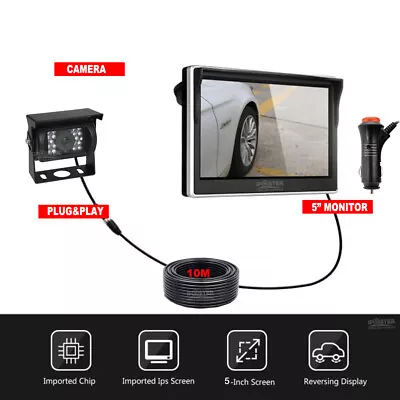 Car 5  Monitor+ 4 Pin IR Reversing Rear View Camera Kit For RV Truck Bus Caravan • $59.99