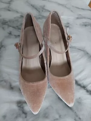 M&S Insolia Pink Velvet High Heels Shoes Size 4 EU 37 • £9.50