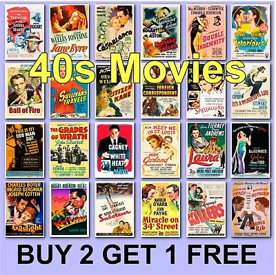 £2.97 • Buy Poster Vintage Movie Posters 1940s 40s Film Poster Films HD Borderless Printing