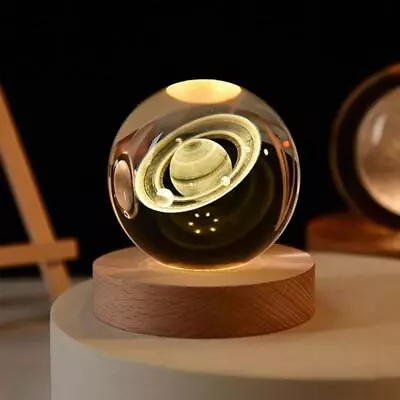 6cm 3d Crystal Ball Crystal Planet Night Light Laser Engraved Solar System Globe • $19.99