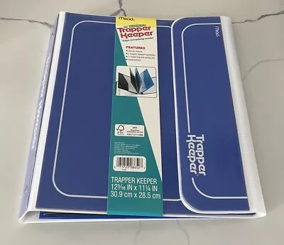 Mead Trapper Keeper Blue 3 Ring Portfolio Binder Notebook 2 Folders Pocket New • $13.99