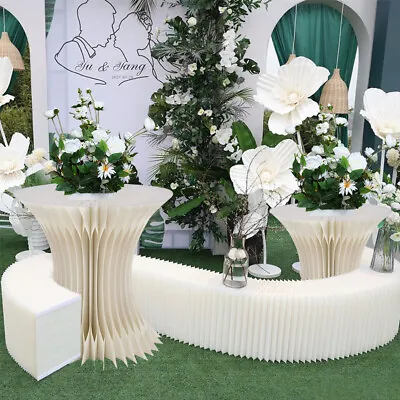 £20.95 • Buy Folding Paper Flower Cake Stand Plinth Pedestal Table Centrepiece Wedding Decor