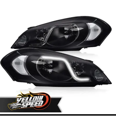 Fit For 2006-2016 Chevy Impala Headlights W/LED DRL Lamps Black/Smoked  • $85.89