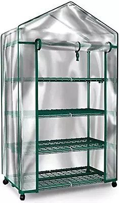 Mini Greenhouse-4-Tier Indoor Outdoor Sturdy Portable Shelves-Grow Plants Seedl • $72.34