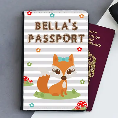 £9.99 • Buy Personalised Custom Baby Fox Girls First Kids Children's Passport Holder Cover