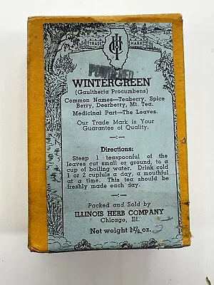 Vintage Box Of Wintergreen Tea Powder : ILLINOIS HERB CO Chicago • $12