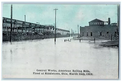 1913 View Of American Rolling Mills Flood Middletown Ohio OH Antique Postcard • $14.98