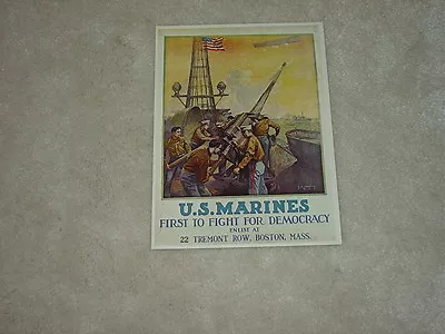 USMC Marine 8  X 6  Post Card - Poster Reprodutction (1979) WWI Sea Marines • $8.77