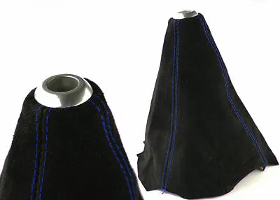 Universal Blue Stitch Black Suede Shifter Shift Gear Boot Cover Manual/auto Jdm • $10.55