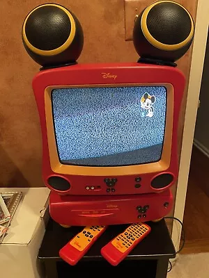 Disney Mickey Mouse Color T.V. Television W/ DVD Player W 3 Remotes And Wires • $185