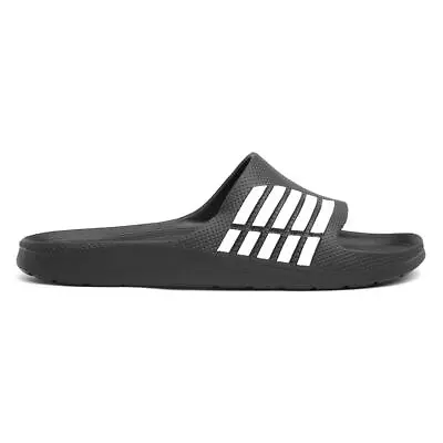 Shoezone Mens Sandals Black Adults Mule Sliders White Slip Barrington SIZE • £7.99
