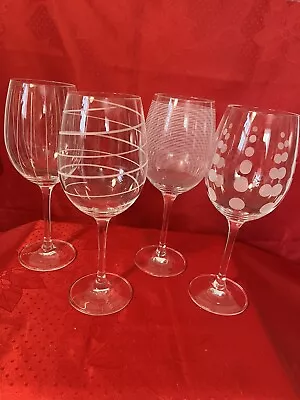 Set Of 4 Mikasa Cheers Balloon White Wine Glasses Goblets Individually Etched • $49.99