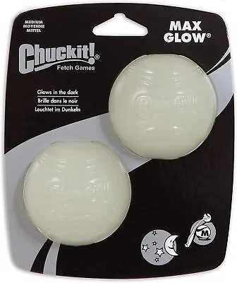 £12.85 • Buy Chuckit Max Glow Ball Medium 2 Pack 6cm Dog Toy 1 Piece