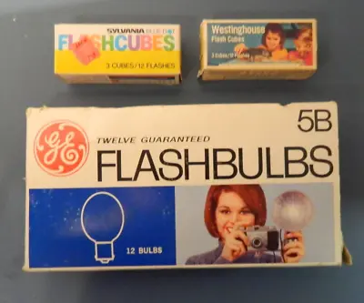 Old Vintage GE Flash Bulbs 5B For Camera 1970's Sylvania Cubes Westinghouse • $12.99