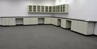43' Base & 18' Uppers Laboratory Cabinets W/ Bench Area & Tops  / E1-025 • $19905