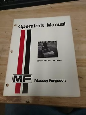 Original OEM Massey Ferguson MF 650 PTO Rotary Tiller Operators Manual 1973 • $24.99