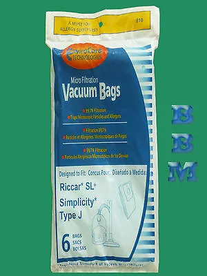 6 Type J Allergy Bag For Simplicity Champ Riccar Model SL+ Supralite Plus Vacuum • $9.93