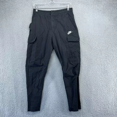 Nike Cargo Pants Men's Small Black Woven Cargo Tech Embroidered Swoosh 28x28 • $38.83