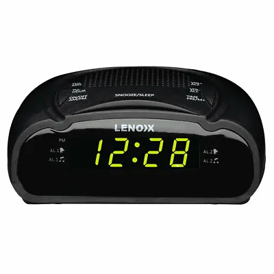 $16 • Buy Lenoxx AM/FM Station Dual Alarm Clock Radio Sounds Digital LED Snooze Sleep BLK